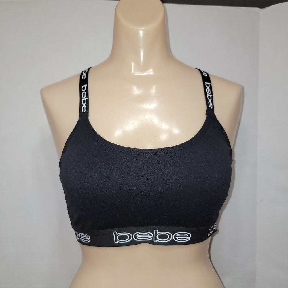 Bebe Padded Black Sports Bra - Size XL
